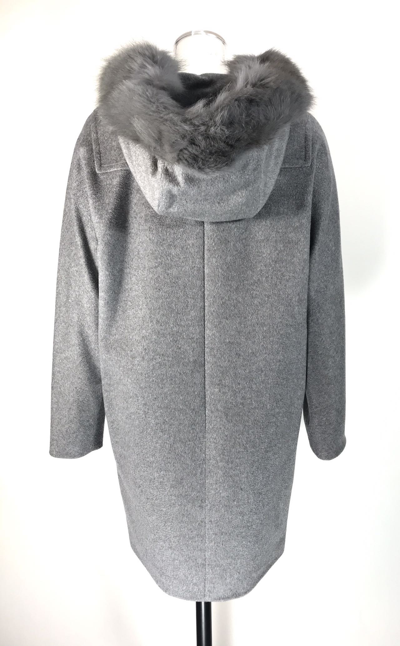 Max Mara Hooded Overcoat In Gray