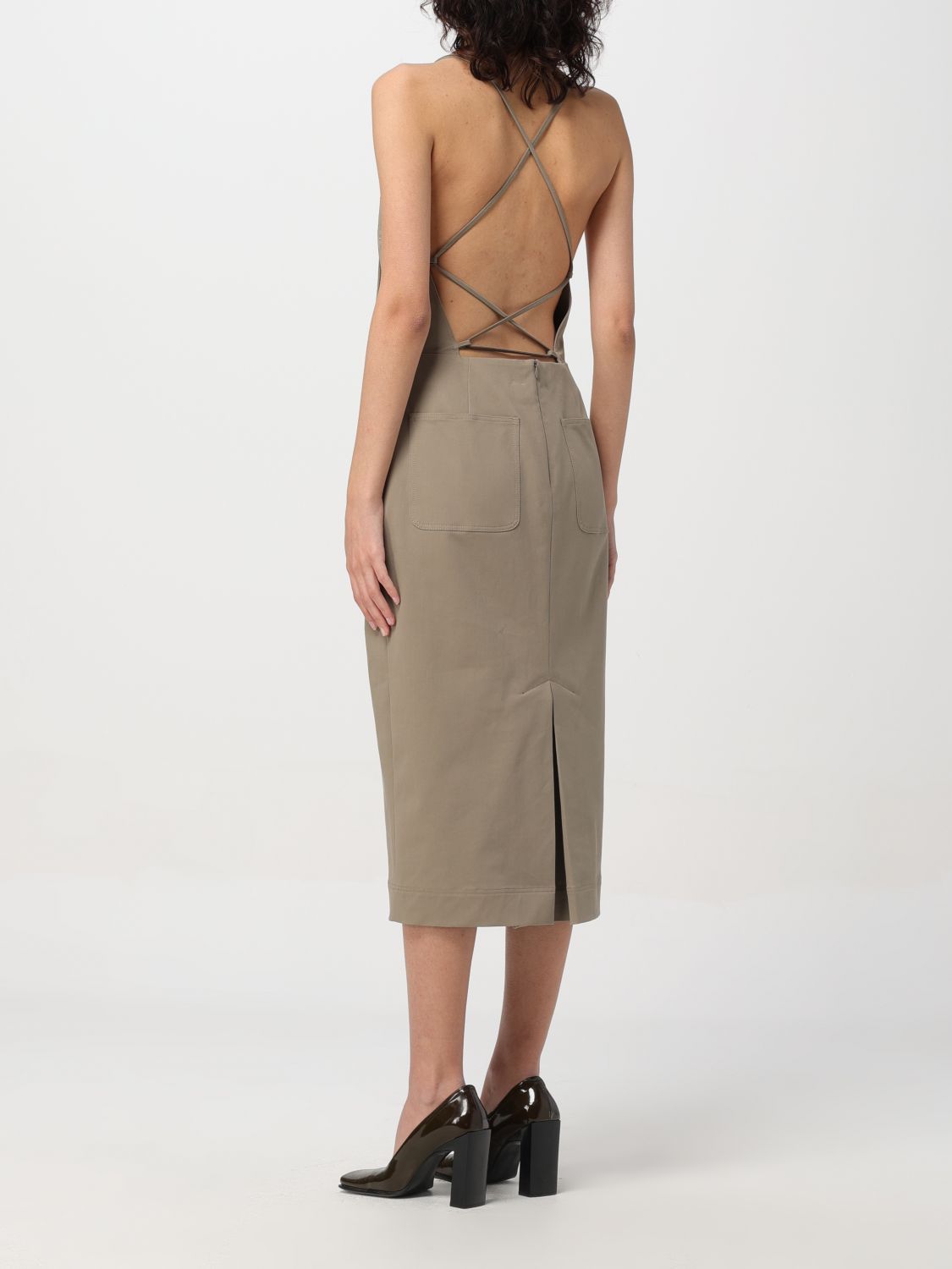 Max Mara Adorno1234 Cotton Twill Midi Dress In Nude