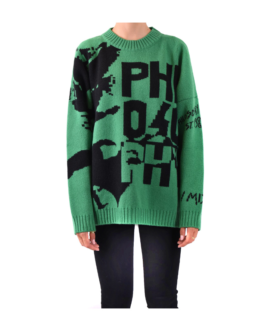 Philosophy Di Lorenzo Serafini Intarsia-knit Virgin-wool Jumper In Green