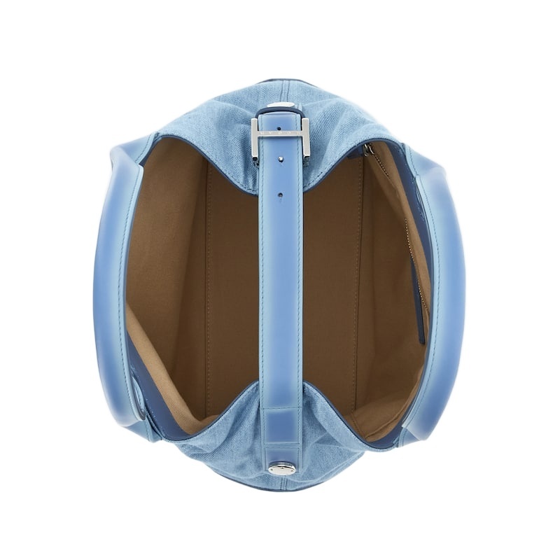 Hogan Cotton Denim Tote Bag In Blue In Light Blue