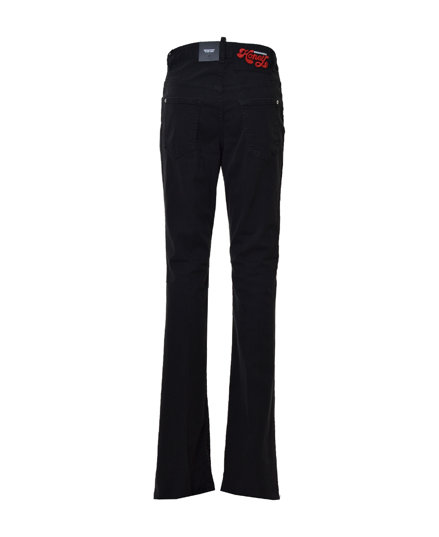 Dsquared2 Logo Patch Mid-rise Flared Jeans In Black