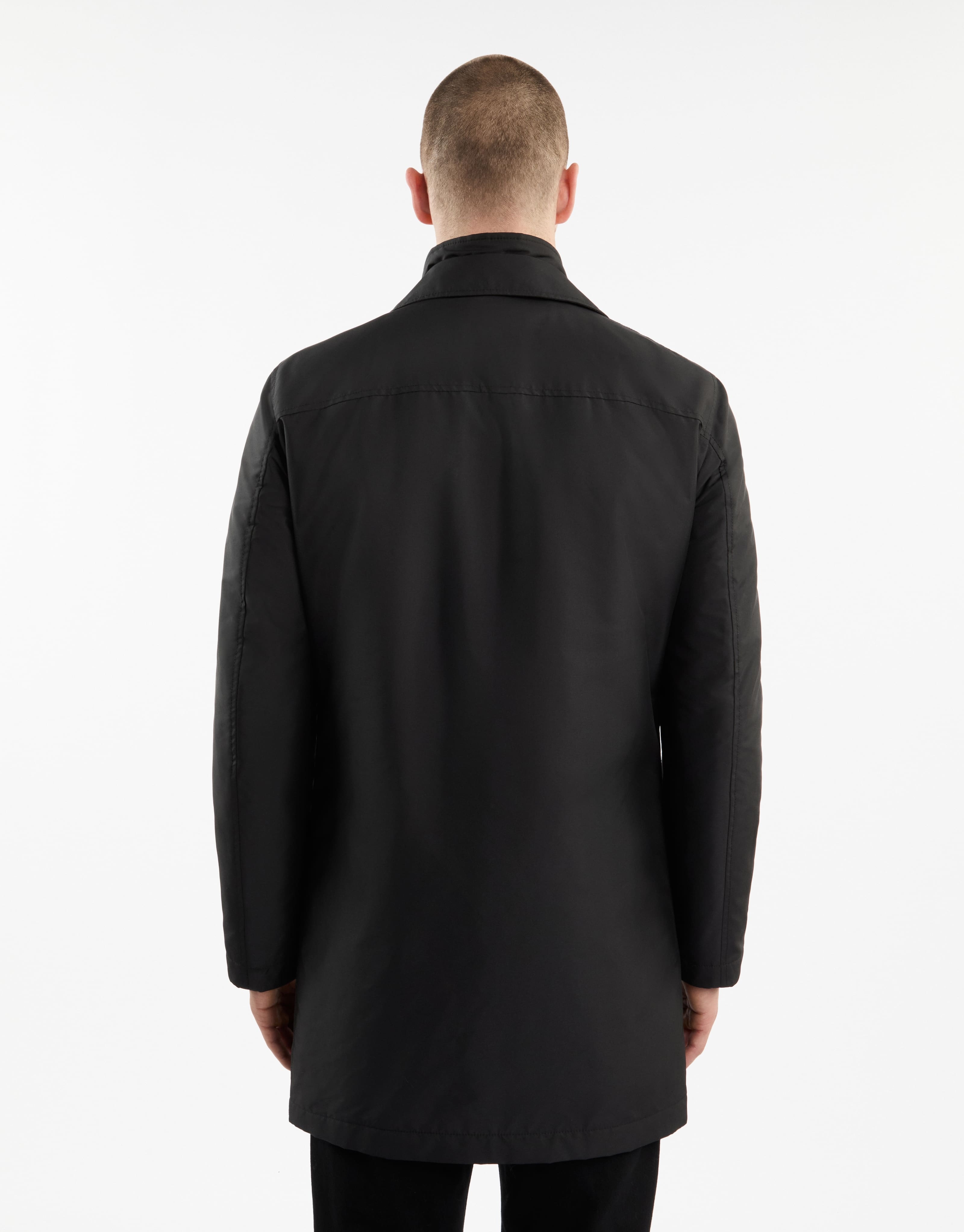 Fay Morning Coat In Technical Poplin In Black