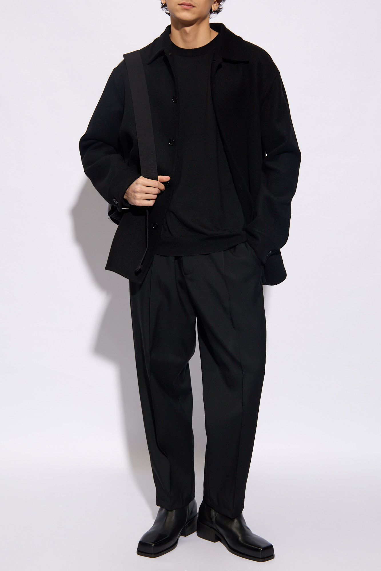 Jil Sander Short-sleeve Wool Jumper In Black