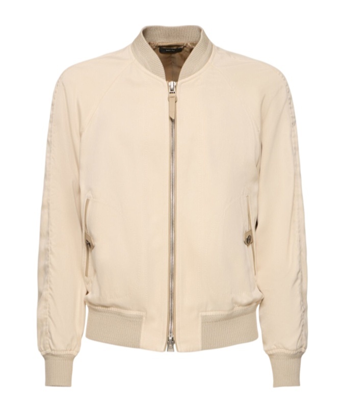 Tom Ford Gabardine Bomber Jacket In Brown