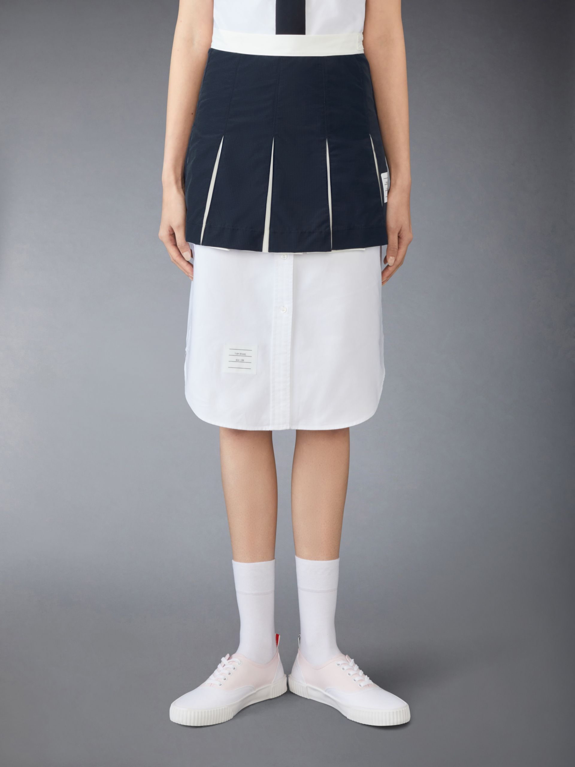 THOM BROWNE PLEATED RIPSTOP MINISKIRT