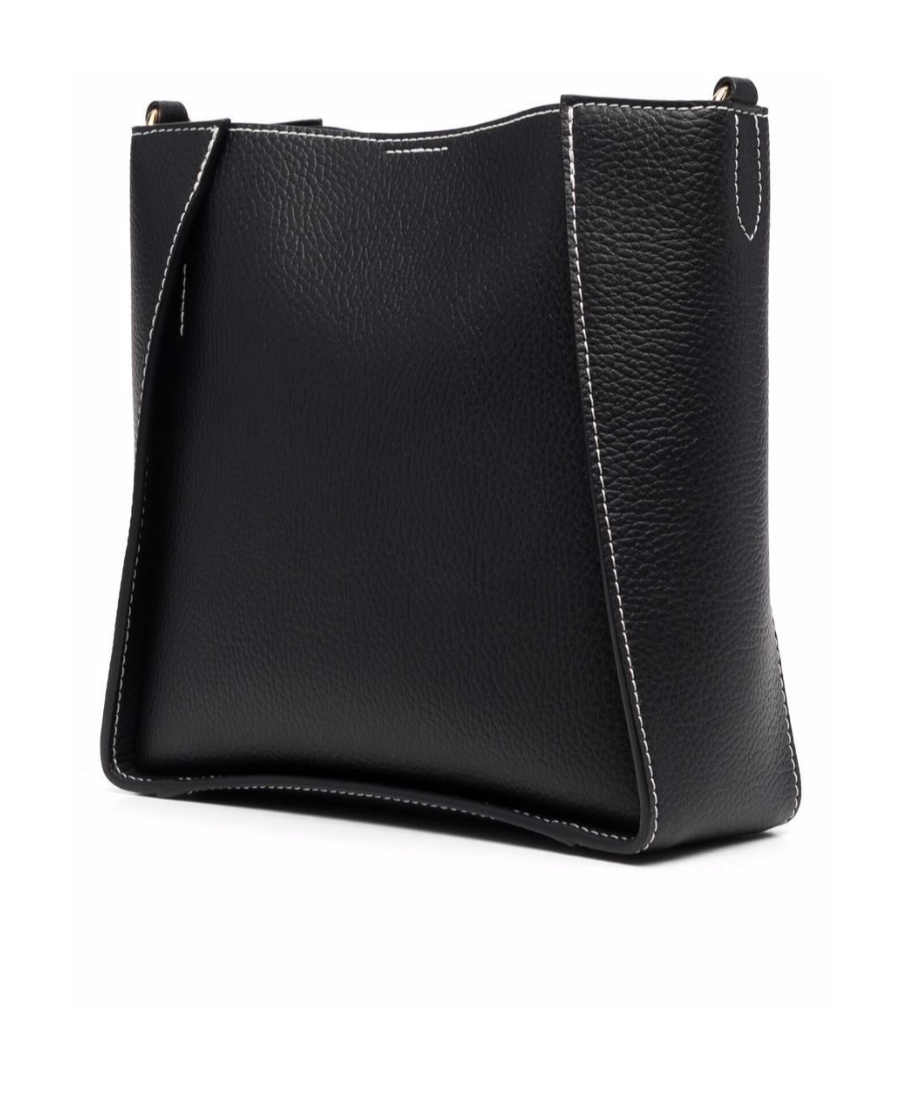 Shop Stella Mccartney Logo Perforated Crossbody Bag In Black