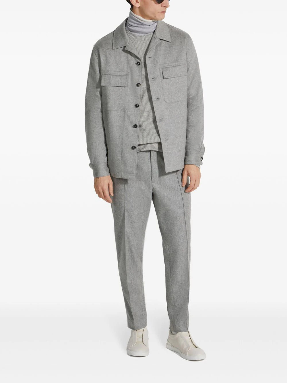 Shop Zegna Long-sleeved Shirt In Gray
