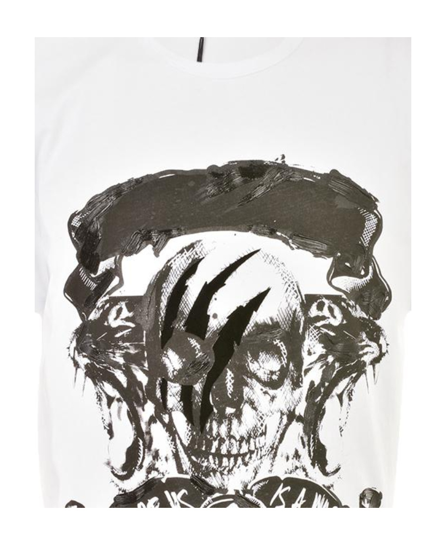 Just Cavalli T-shirt With Round Neck And Short Sleeves In White