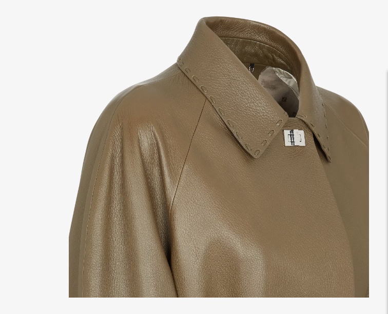 Fendi Leather Jacket In Brown