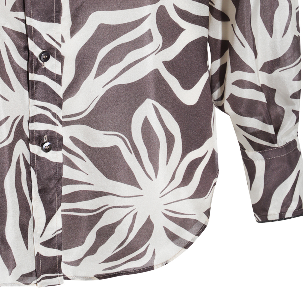 Brunello Cucinelli Collared Floral Pattern Long Sleeves Cuffed Top