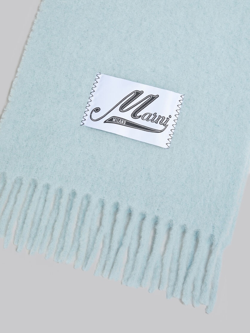 Marni Light Blue Brushed Alpaca Scarf With Fringes In Blue