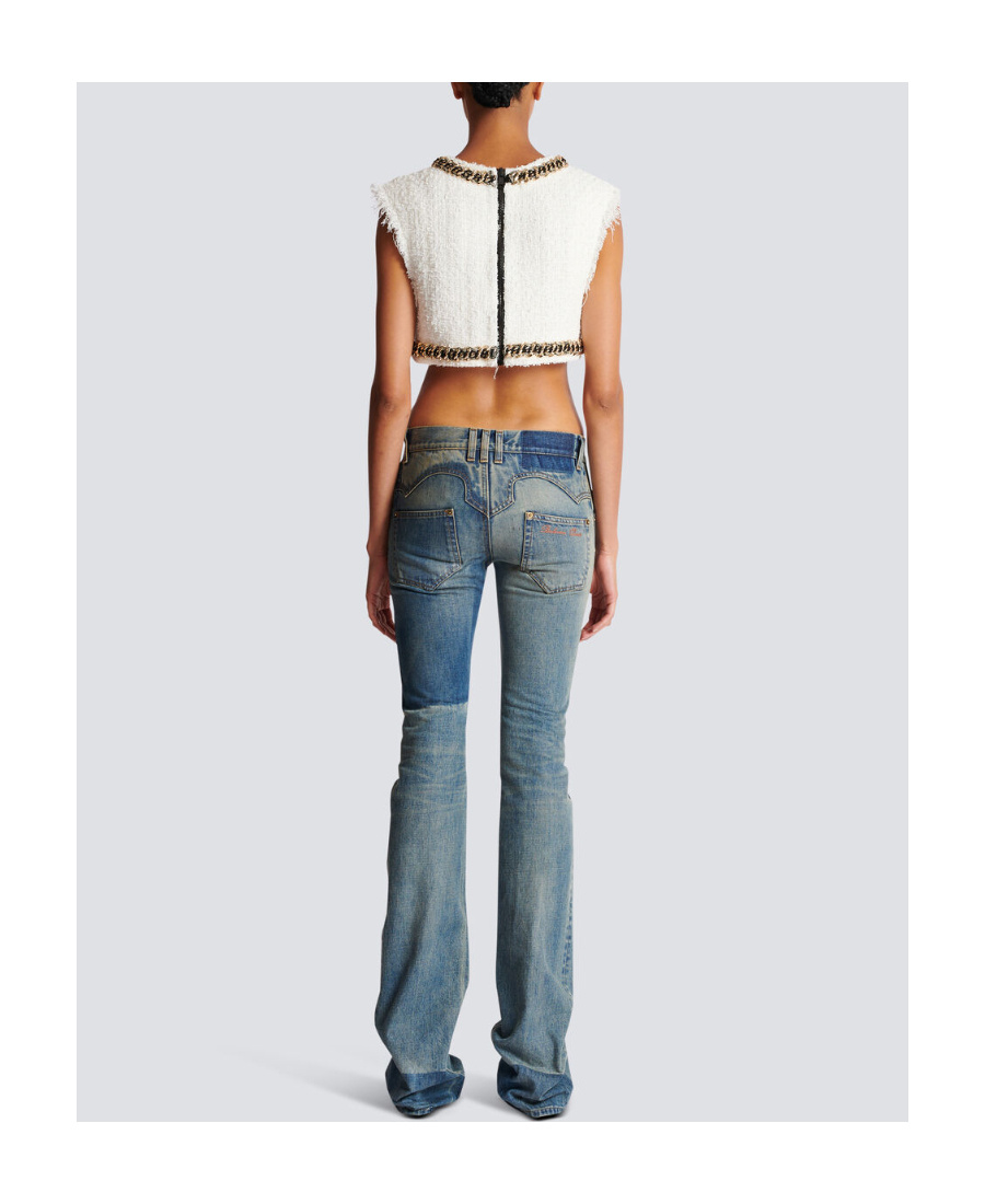 Balmain Western Low-rise Bootcut Jeans In Blue