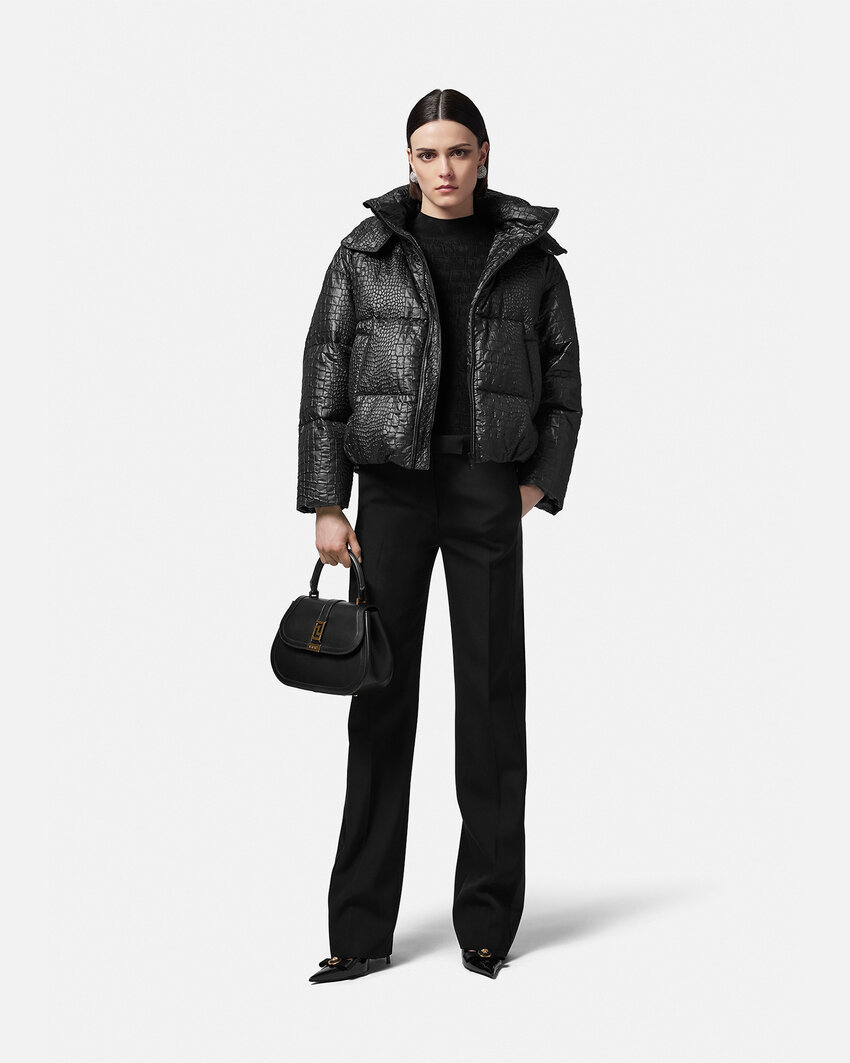 Versace Straight-leg Virgin Wool Trousers In Black