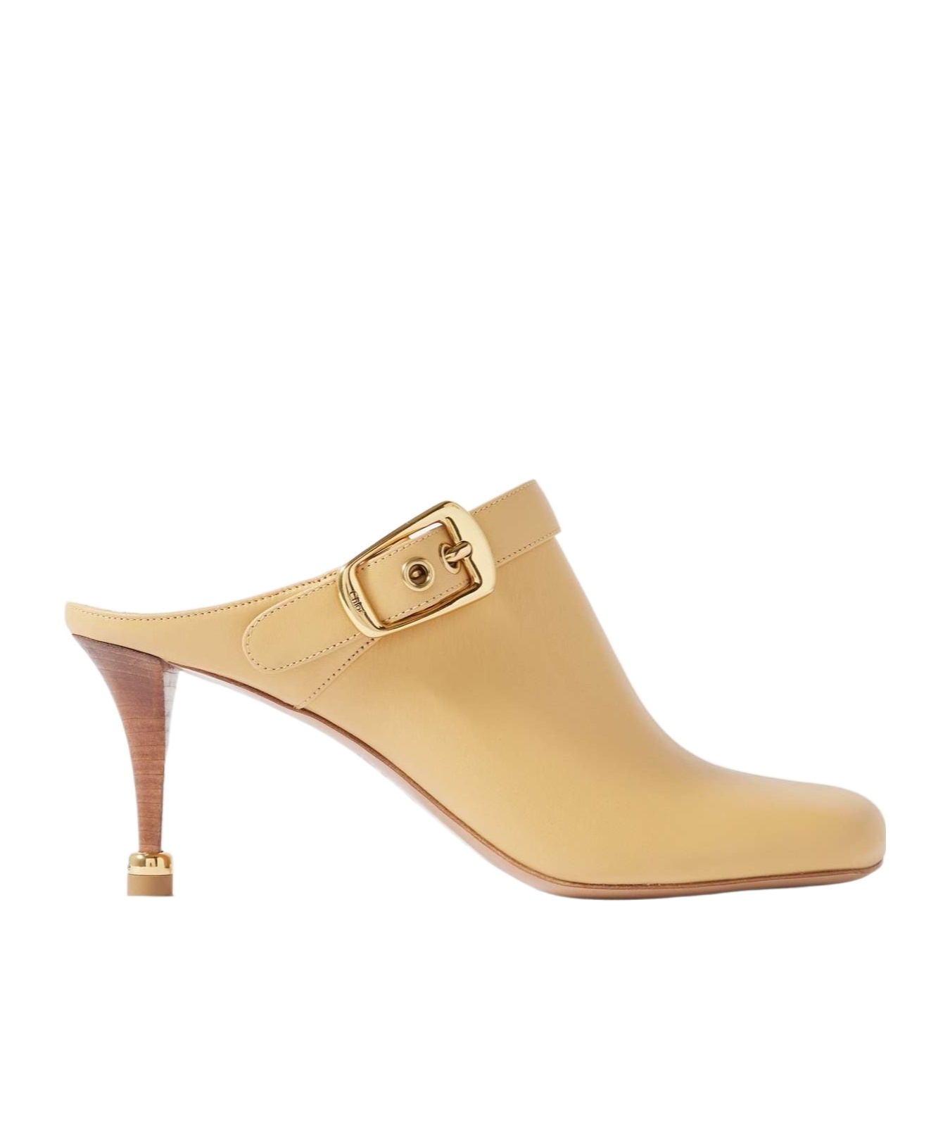 Chloé Andrea Calfskin Buckle Mule Pumps In Nude
