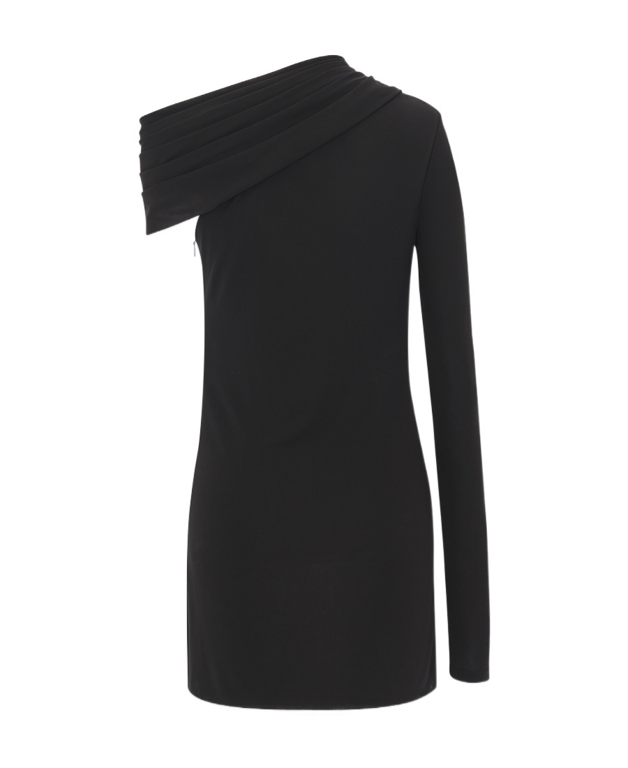 Saint Laurent One-shoulder Dress In Crepe Jersey In Black