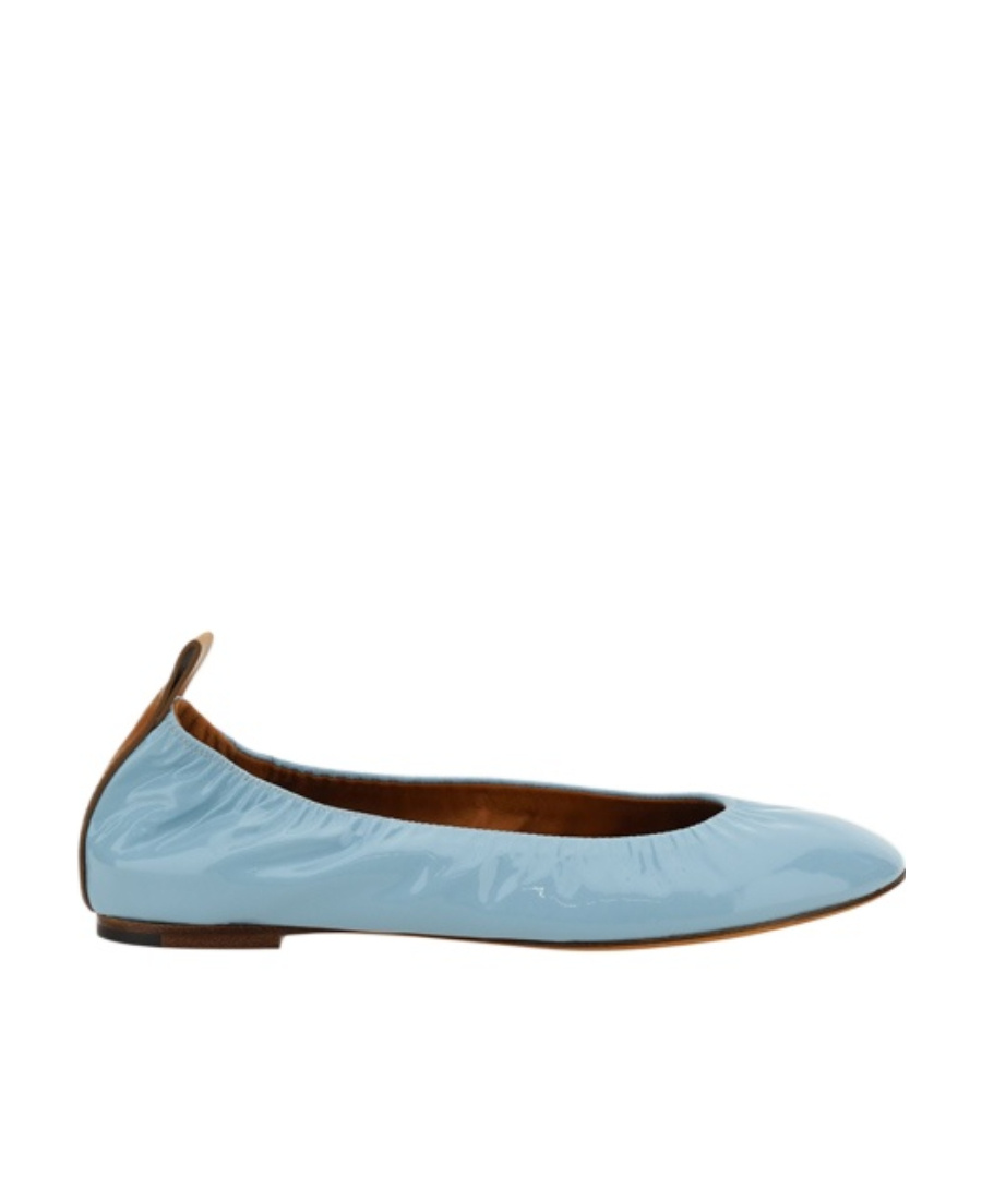 Lanvin Patent Leather Ballerina Flats In Blue