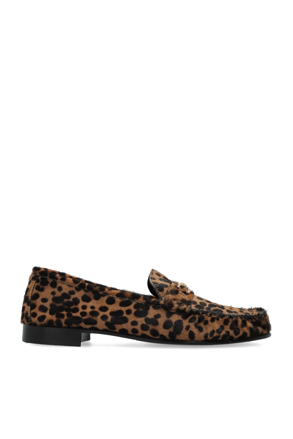 Versace Medusa Leopard Print Loafers In Black