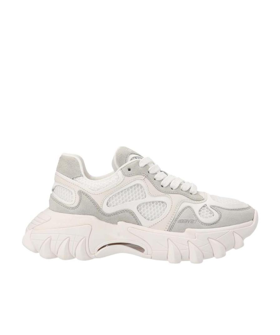 Balmain B-east Trainer In Leather, Suede And Mesh In White