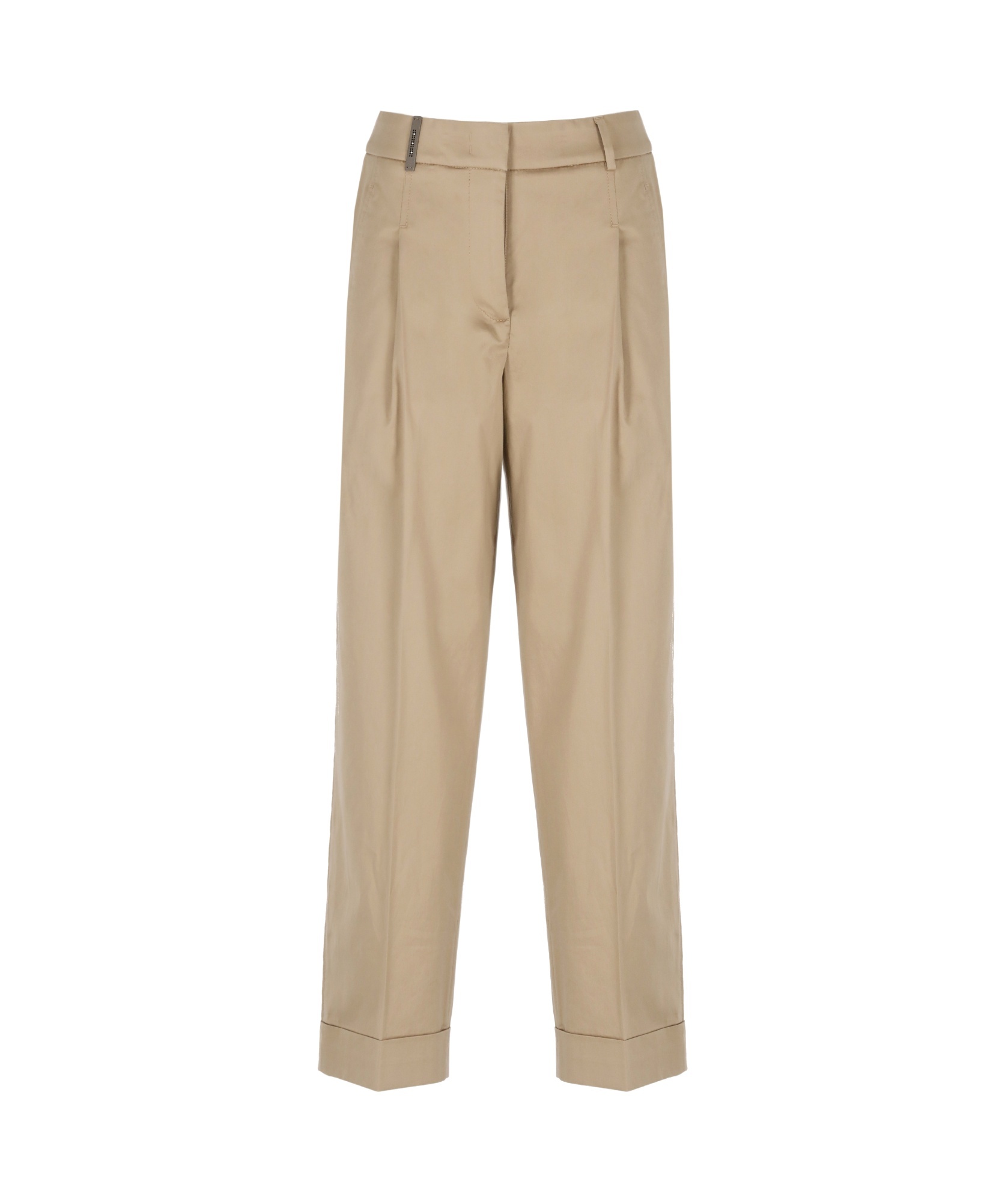 Peserico Brown Cotton Pants In Nude