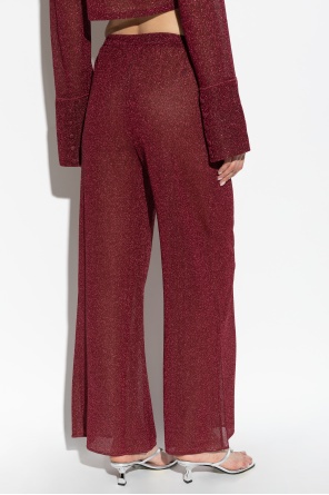 Oseree Lumière Lurex-effect Trousers In Brown