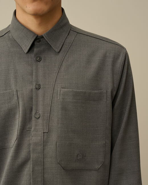 C.p. Company Long-sleeved Wool Shirt In Green