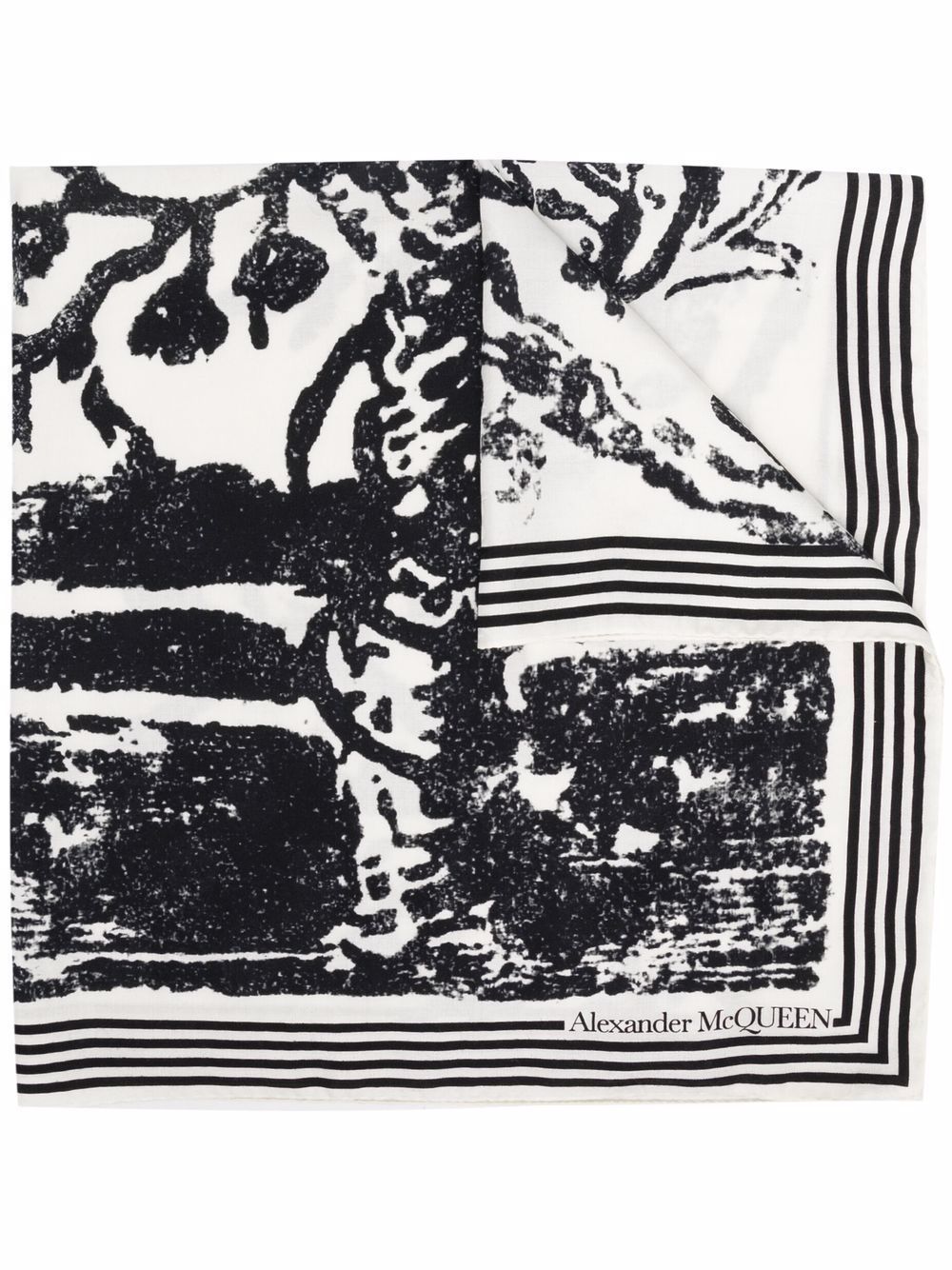 Alexander Mcqueen Skeleton Print Scarf In White