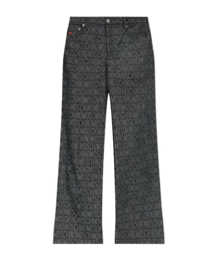 Moschino Monogram-jacquard Trousers In Black