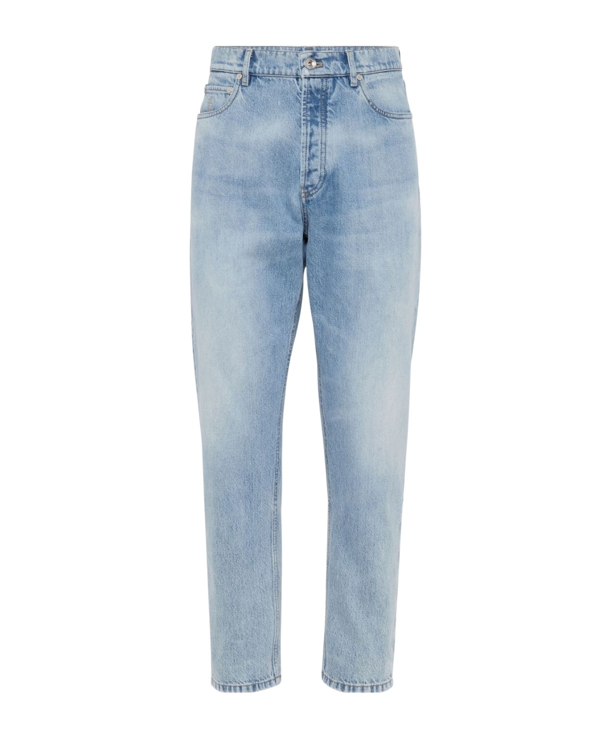 Brunello Cucinelli Stonewashed Cotton Denim Jeans In Blue
