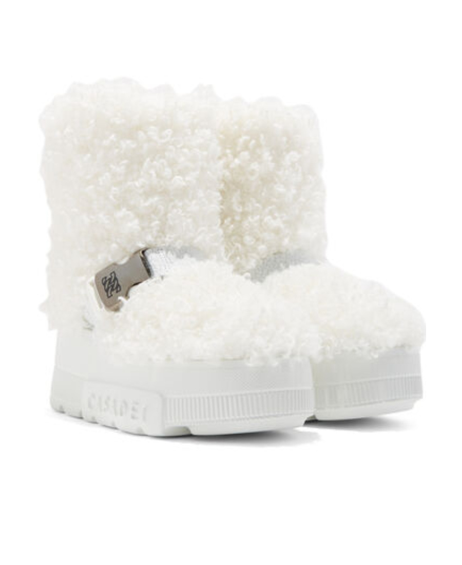 Casadei Buckled Faux-fur Boots In White