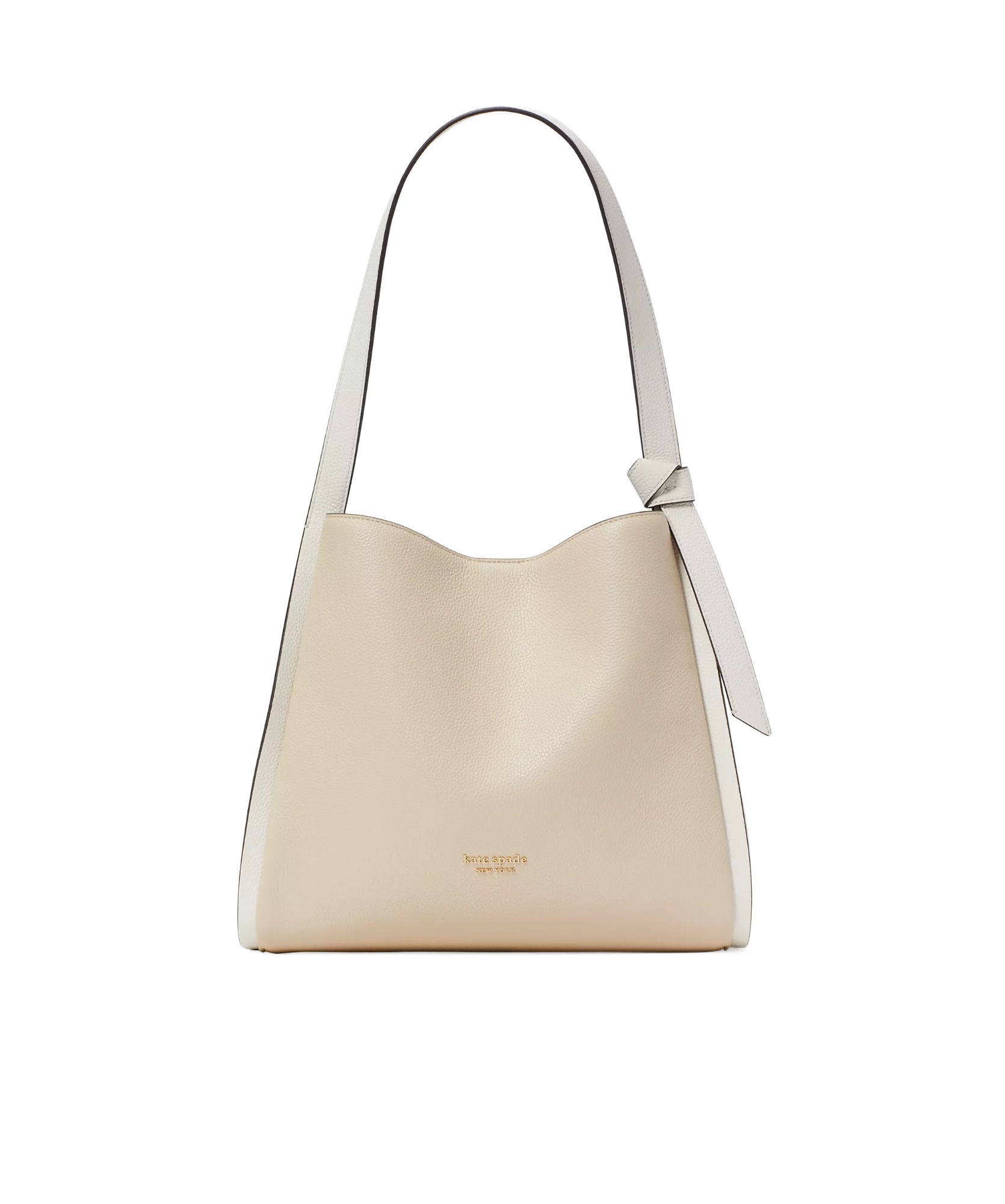 Shop Kate Spade Large Knott Leather Shoulder Bag In Nude