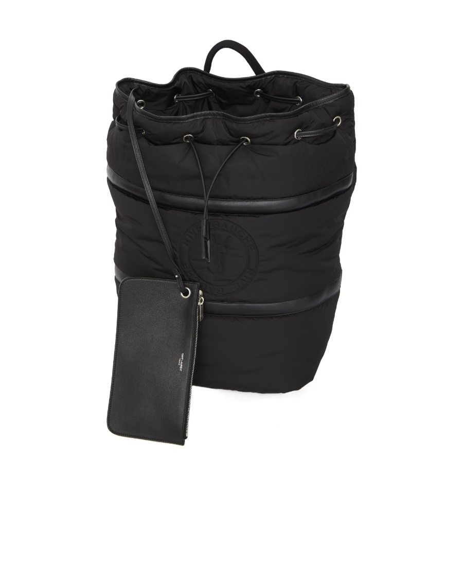 Saint Laurent Rive Gauche Logo-debossed Backpack In Black