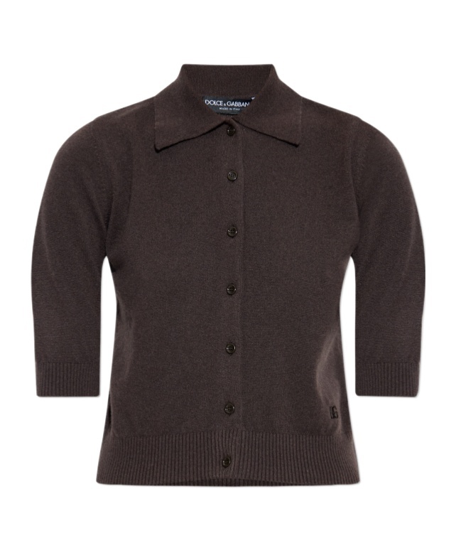 Dolce & Gabbana Short-sleeve Buttoned Cardigan In Brown