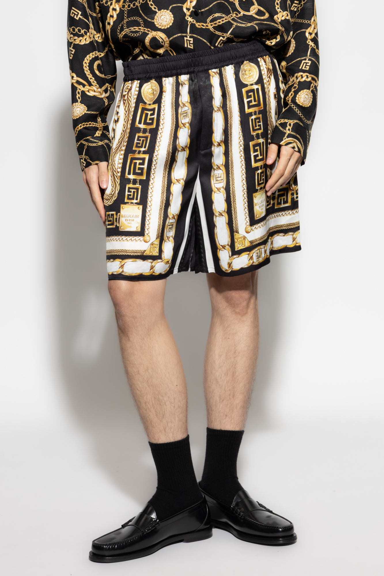 Balmain Relaxed Fit Printed Shorts In Black