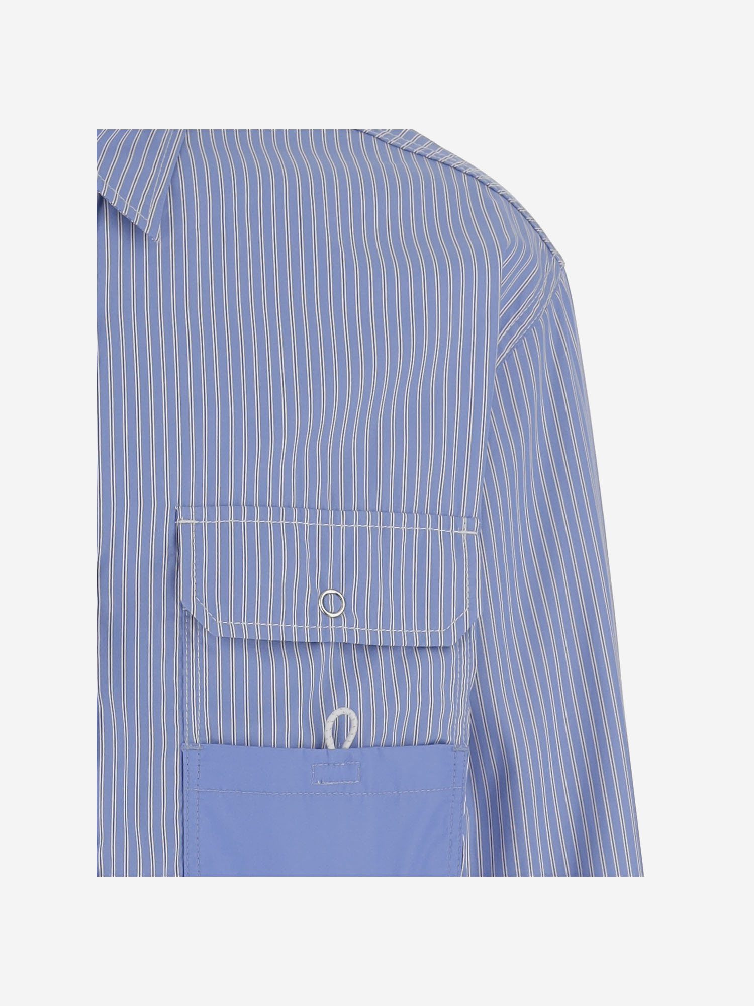 Comme Des Garçons Cotton Shirt With Striped Pattern In Blue