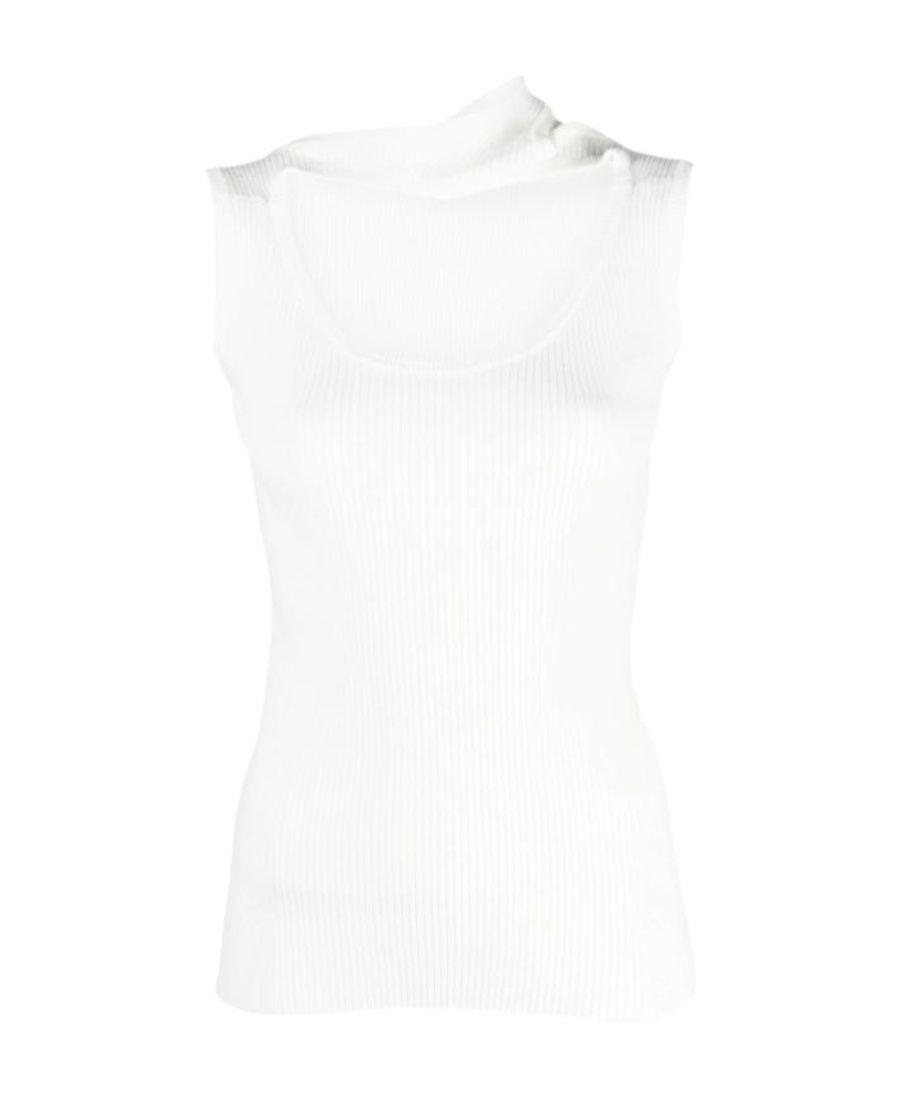 Y/project Classic Triple Collar Knit Tank Top In White