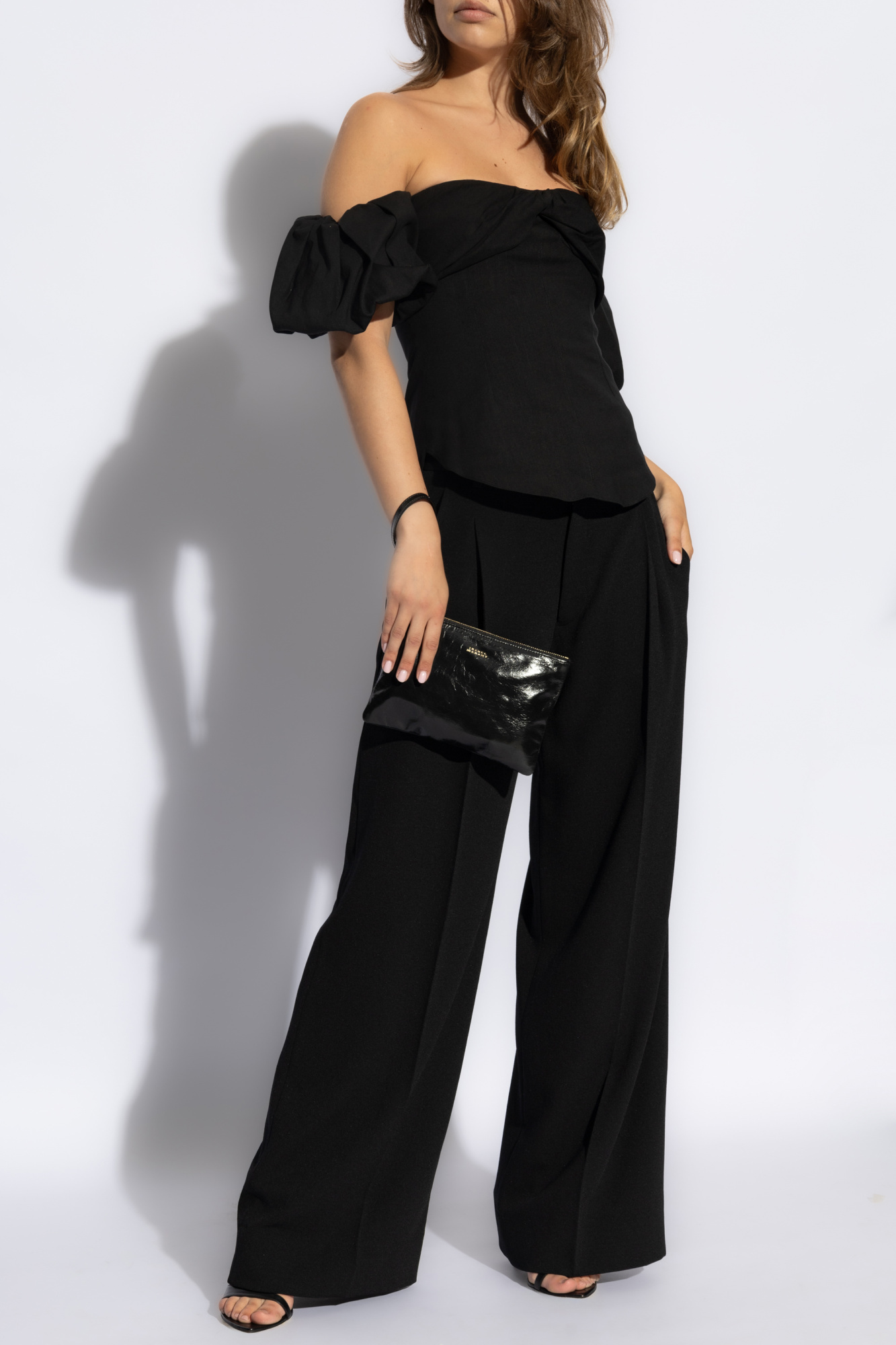 Isabel Marant Daniela Convertible Off-the-shoulder Hemp-blend Top In Black