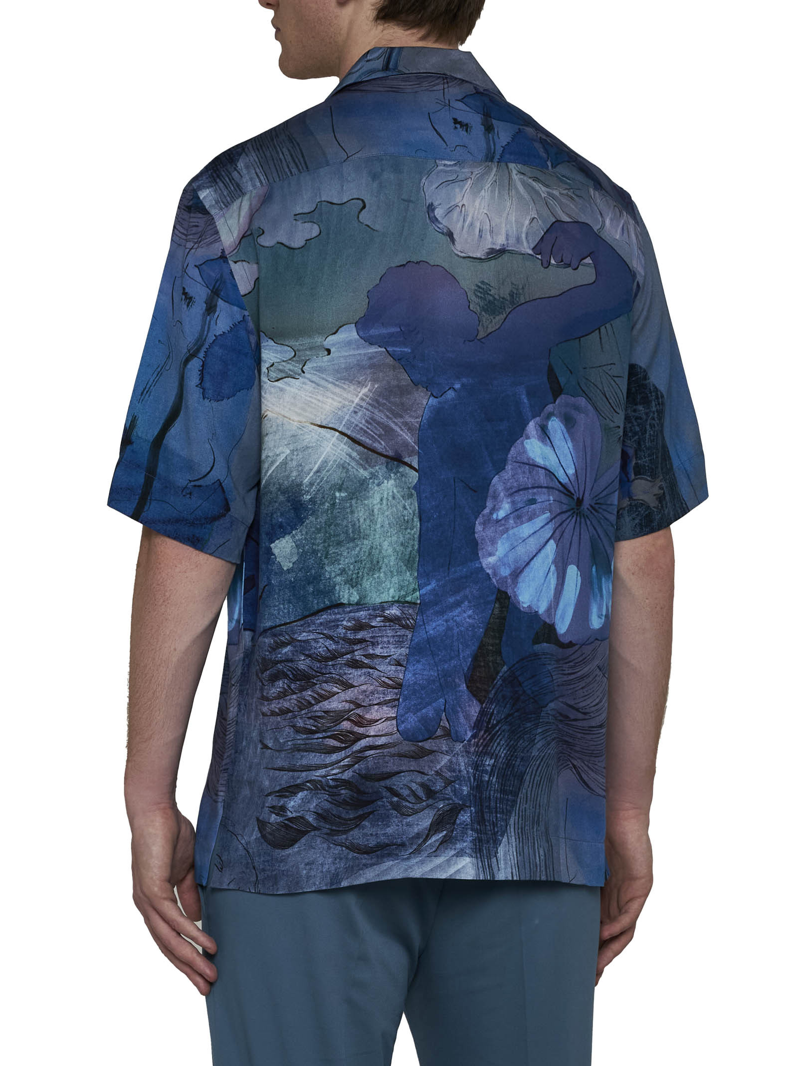 Paul Smith Graphic-print Short-sleeve Shirt In Blue