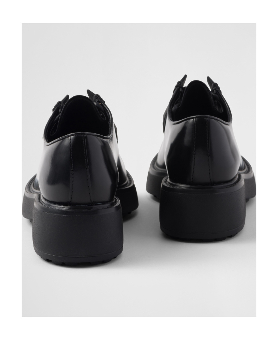 Prada Women's Leather Lace-up Shoes In Black