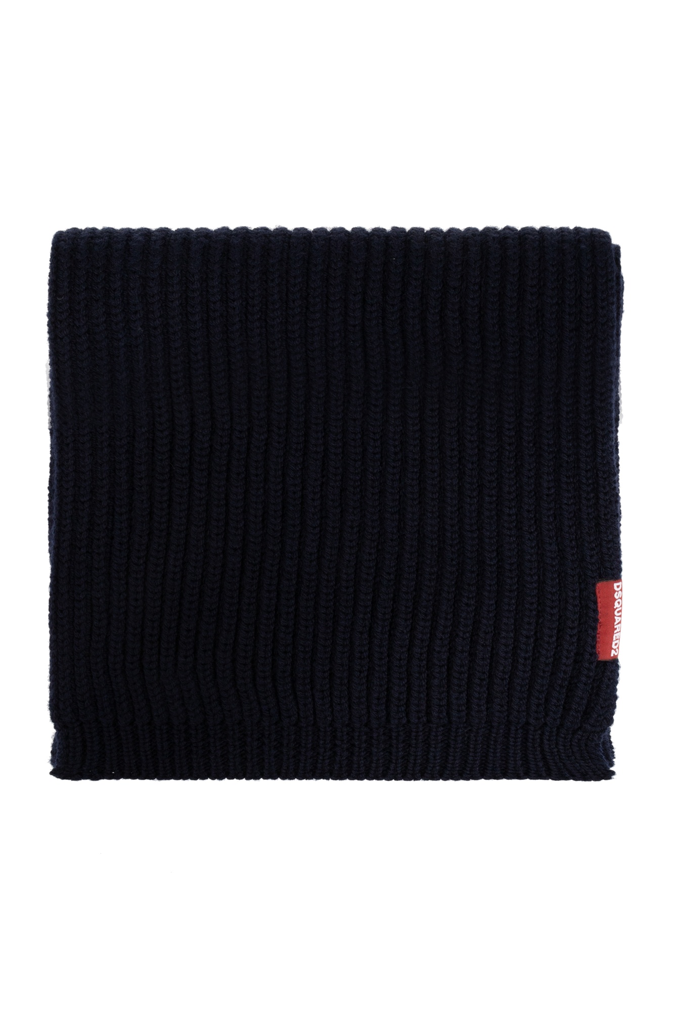 Dsquared2 Logo-tag Wool Scarf In Black