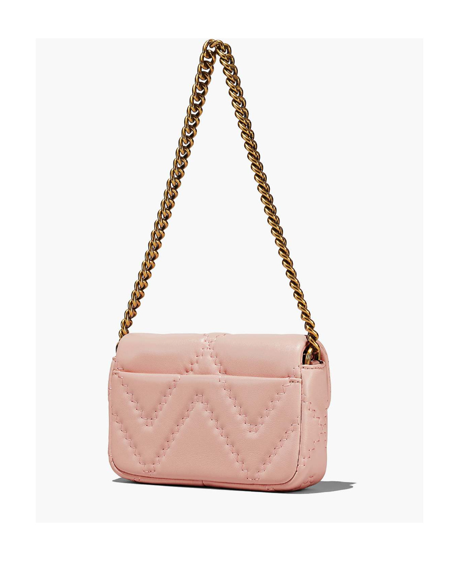 Marc Jacobs Logo Plaque Quilted Shoulder Bag In Nude