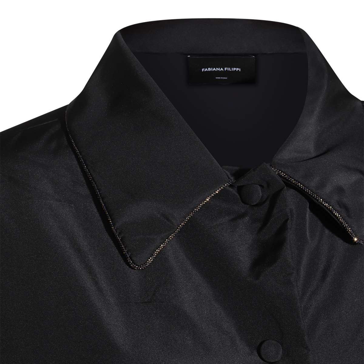 Fabiana Filippi Collared Drawstring Hem Long Sleeves Jacket In Black