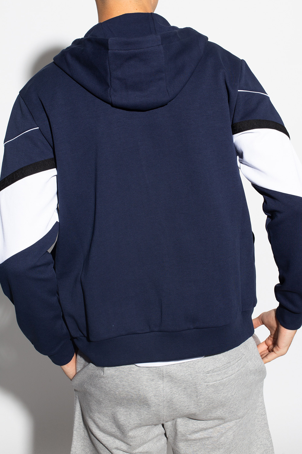 Ea7 Zip-front Logo-print Hoodie In Blue