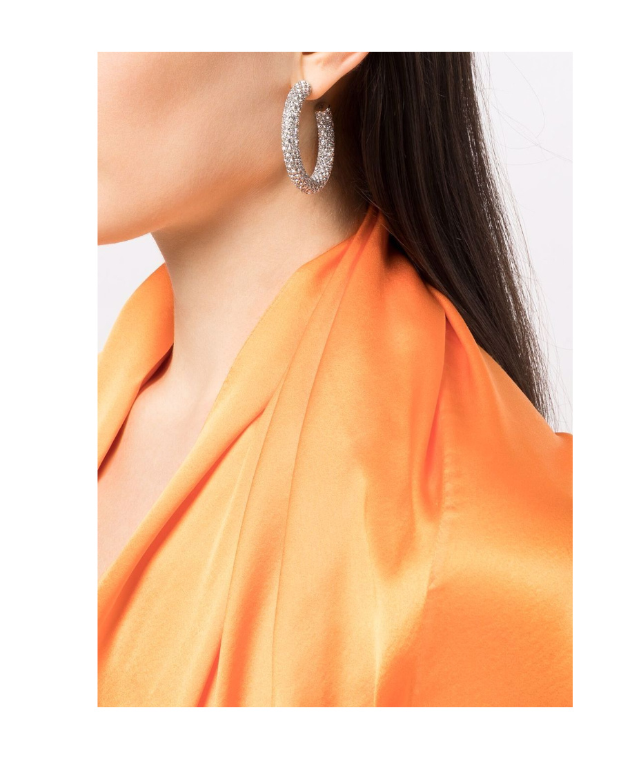 Amina Muaddi Medium Crystal-embellished Hoop Earrings In White