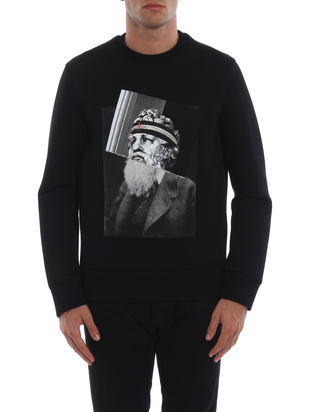 Neil Barrett Front Printed Detail Hoodie In Black
