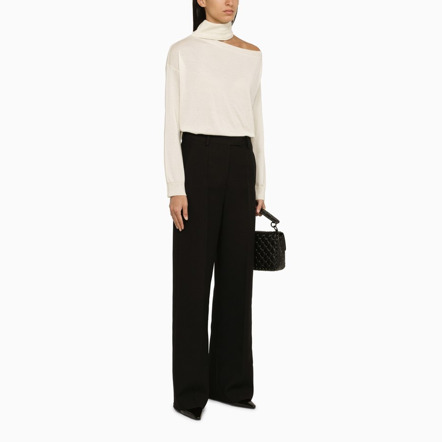 Valentino Asymmetric Turtleneck Sweater In White