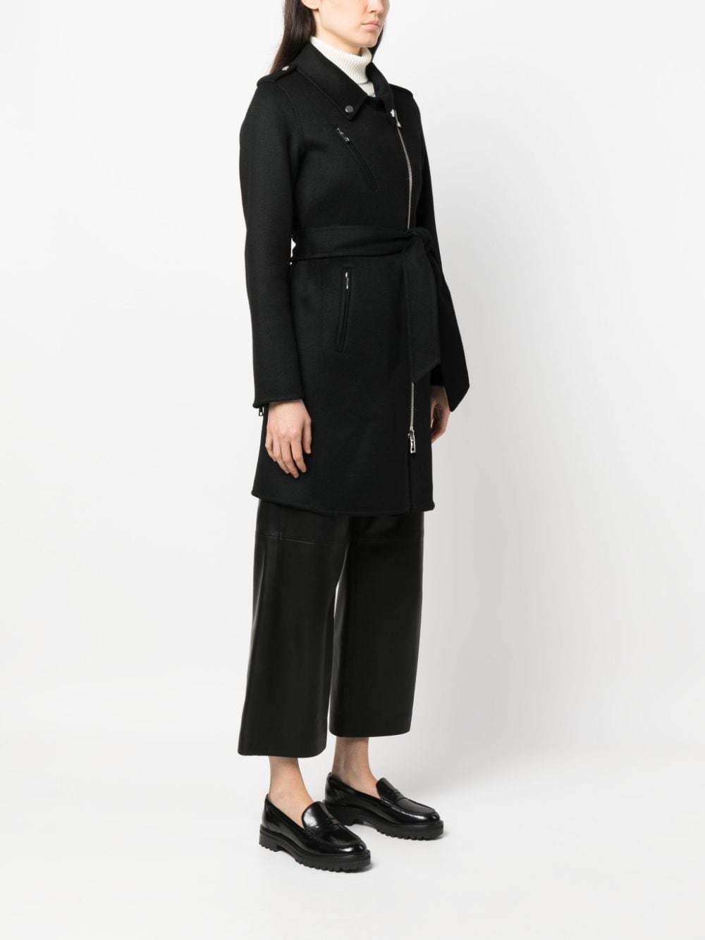 P.a.r.o.s.h Leak Off-center Zip-up Wool Coat In Black