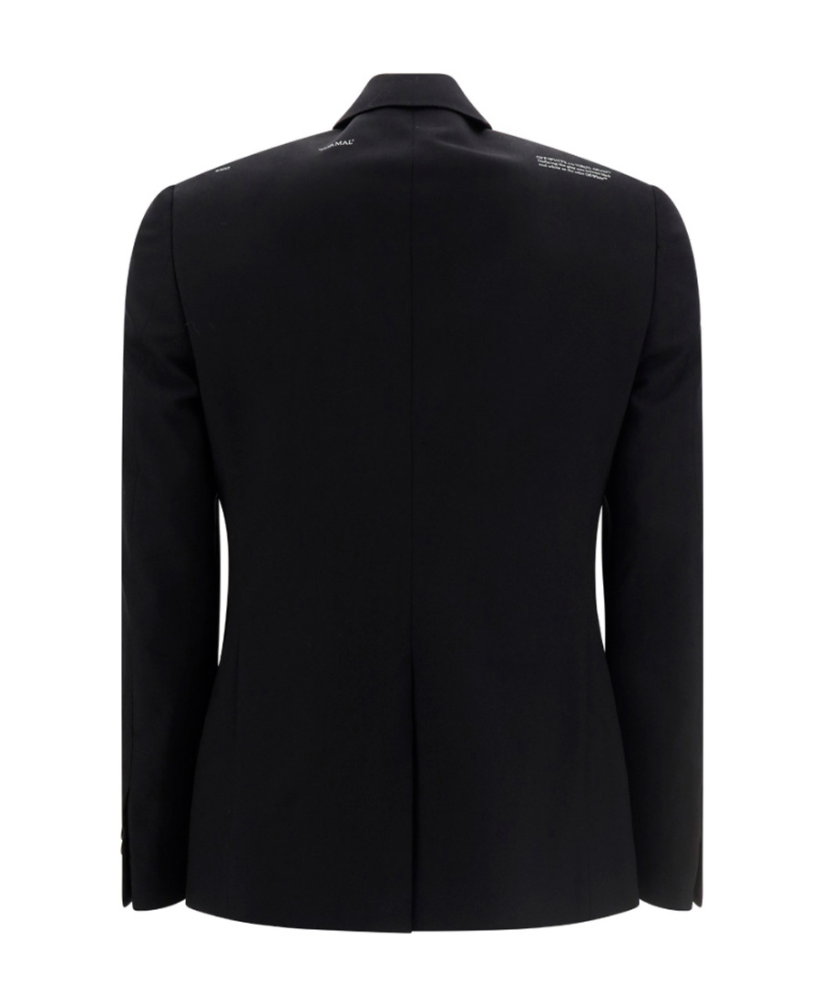 Off-white Slogan-print Virgin Wool Blazer In Black