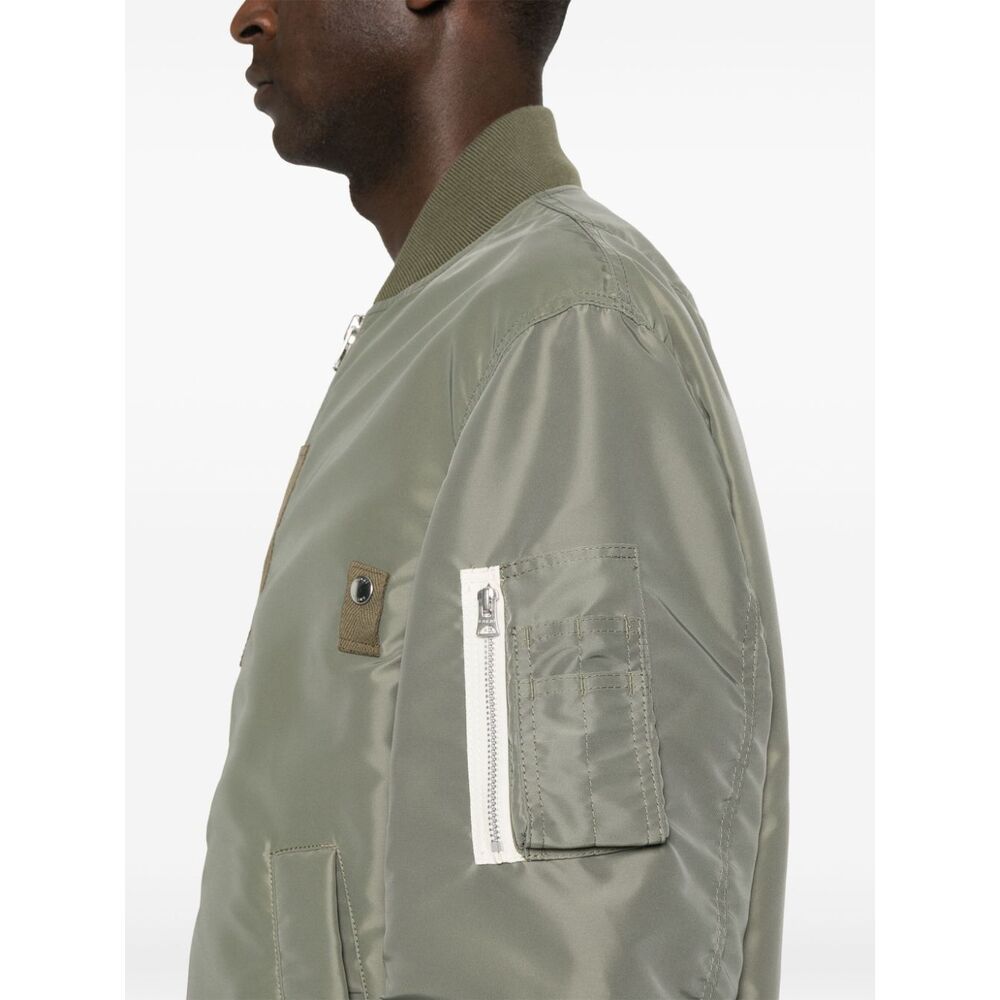 Shop Sacai Zip-up Bomber Jacket In Nude