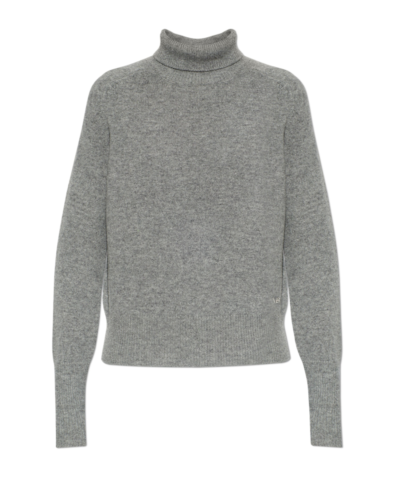 Victoria Beckham Roll-neck Logo-detailed Sweater In Gray