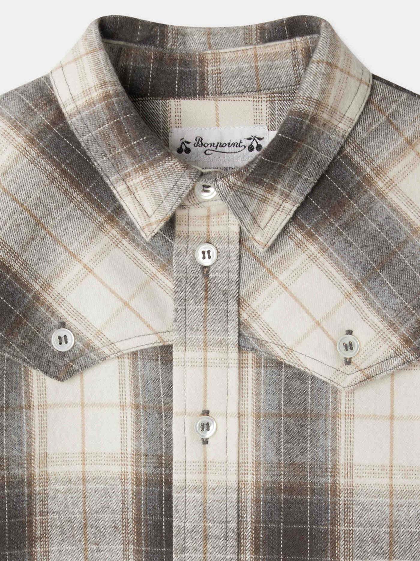 Bonpoint Jared Checked Yoke Shirt In Neutral